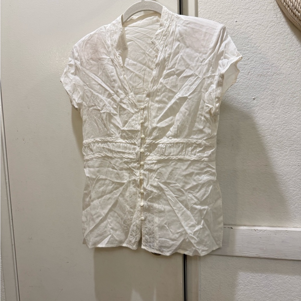 Vintage white linen button down shirt